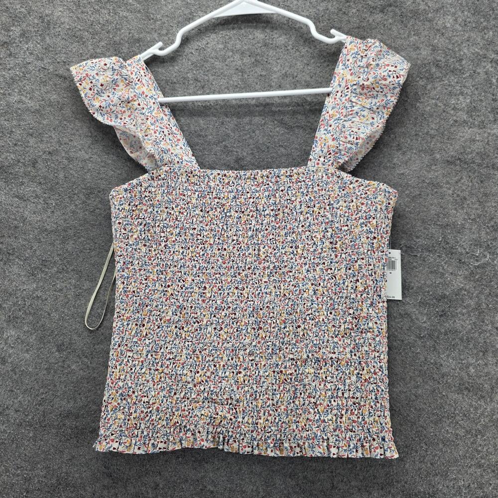 Old Navy Tank Cropped Womens M Multicolor Floral Square Neck Ruffle Straps